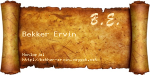 Bekker Ervin névjegykártya